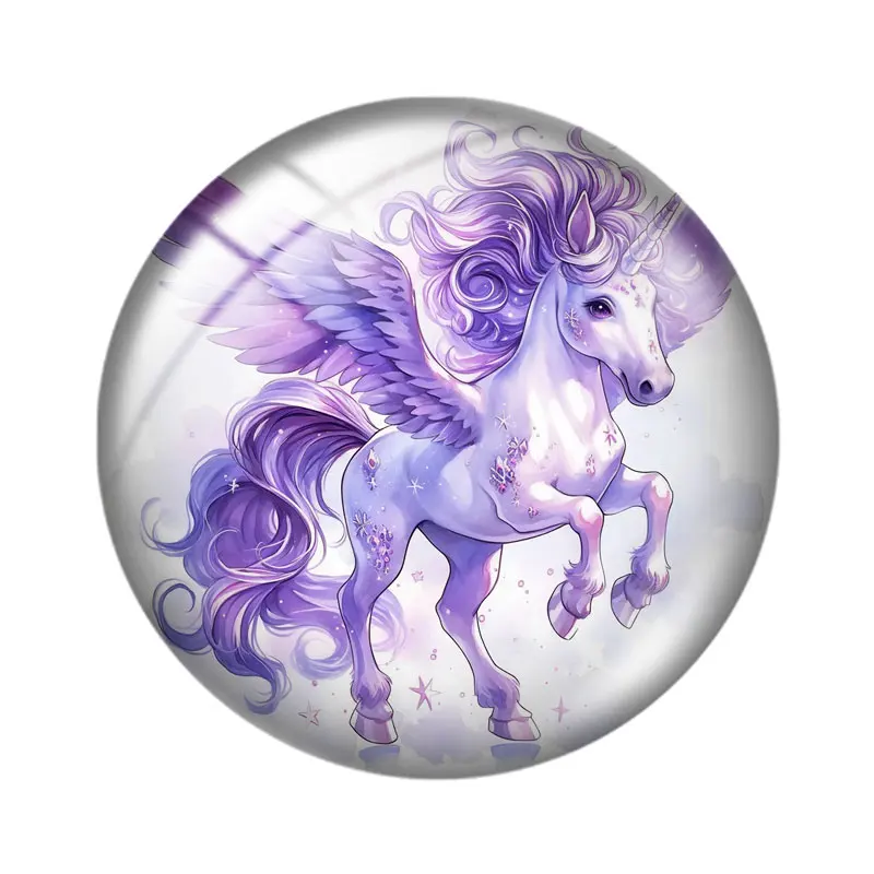 Magical Unicorn Illustration 10pcs 12mm/18mm/20mm/25mm Round photo glass cabochon demo flat back Making findings