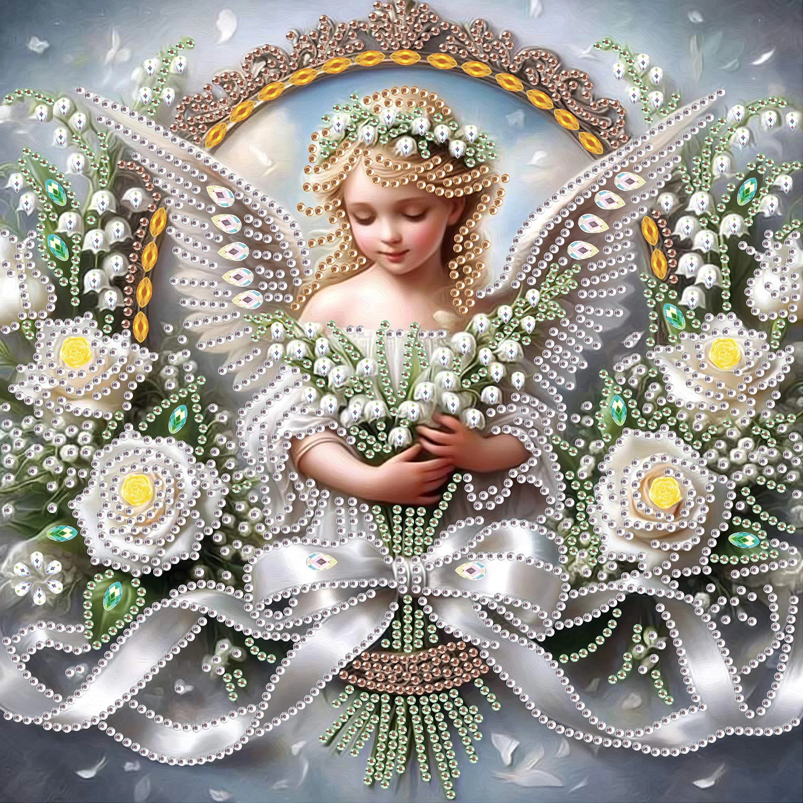 Angels Special Shape Diamond Art Painting Kit for Adult Beginner,Crystal Diamond Special Shape Kit for Home Wall Decoration Gift