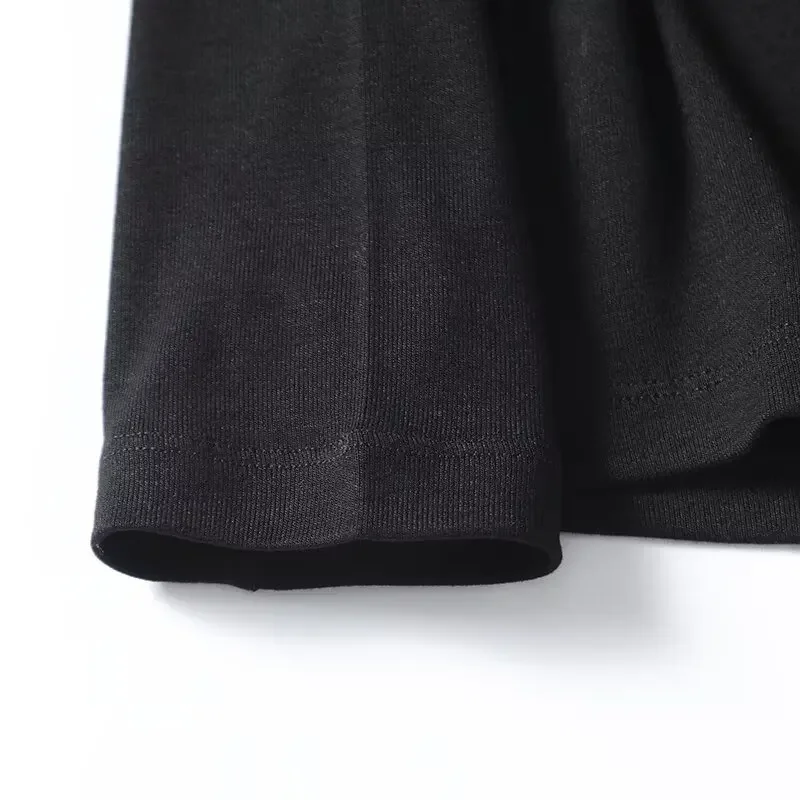 T-shirt lavorata a maglia con spalle scoperte versatile slim nera di nuova moda da donna top retrò pullover da donna a maniche lunghe chic