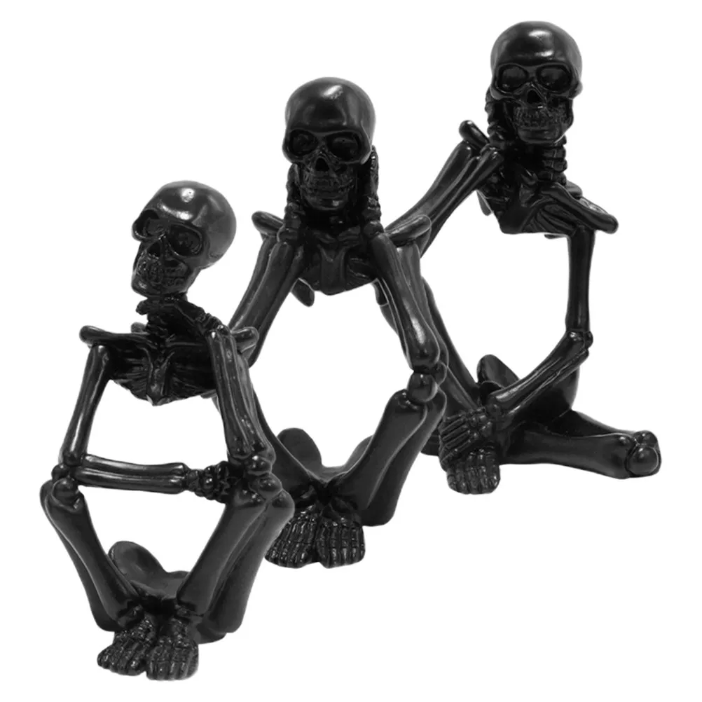 3Pcs Thinker Statue Resin Ornaments Halloween Desktop Decor Home Office Garden Craft Decorations Statue