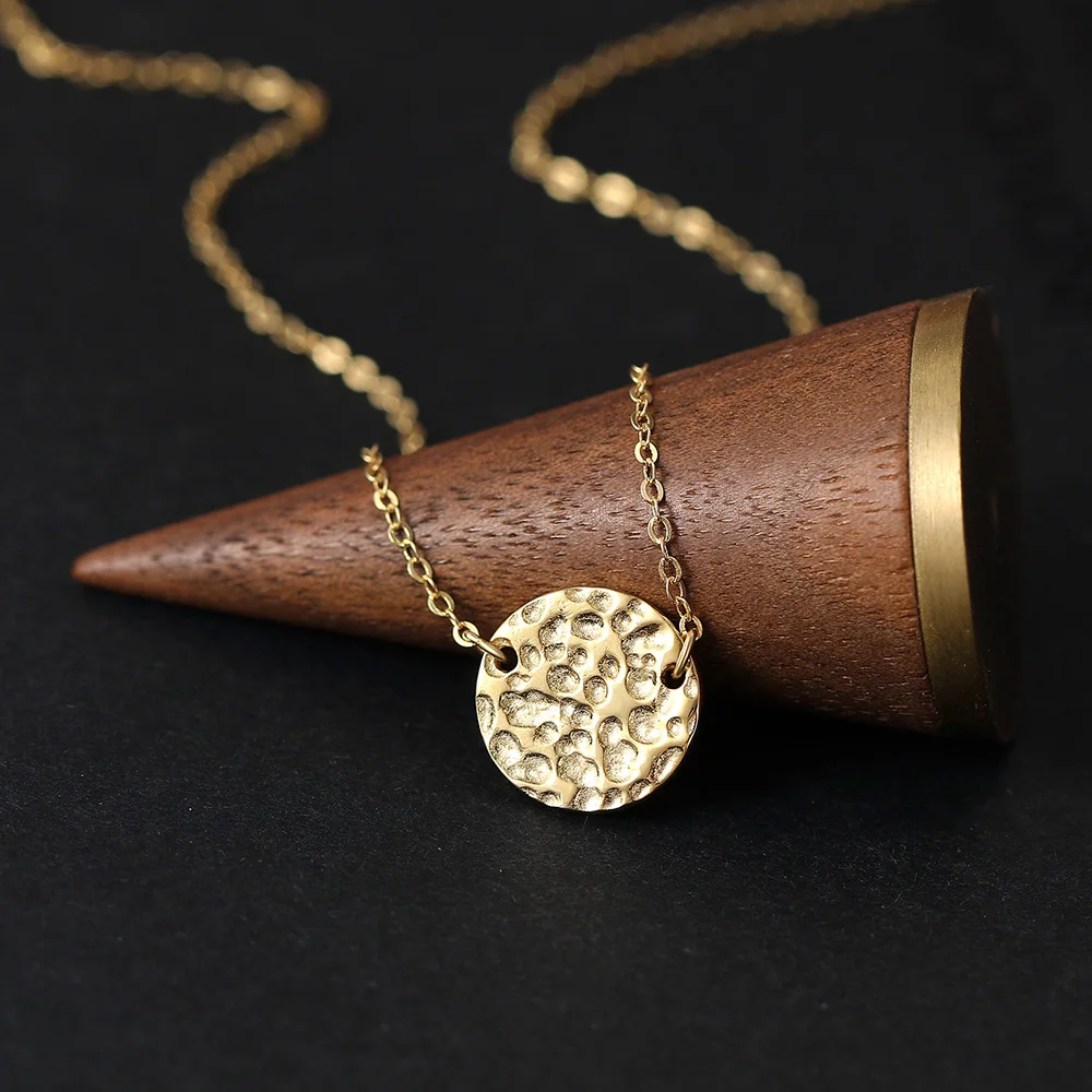 

Sterling Silver 925 Round Pendant Necklace for Women Korean Real Gold Plated Choker Chain on The Neck Fine Jewelry Gifts EMNL033