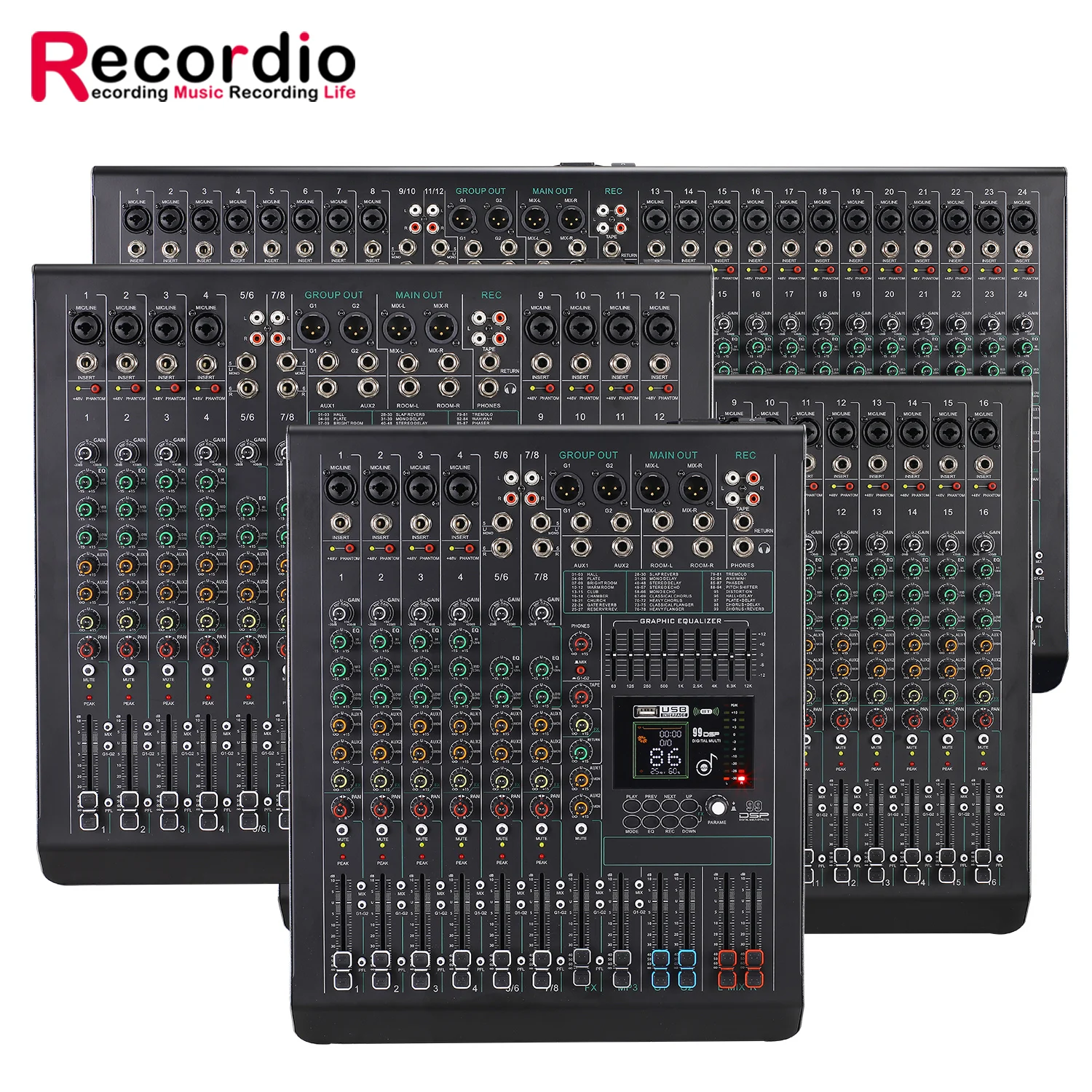 GAX-FC8 Mixeur multifonctionnel, cartes son audio, table de mixage audio, système de monitoring pour casque de studio d'enregistrement, système DJ pour scène et groupe