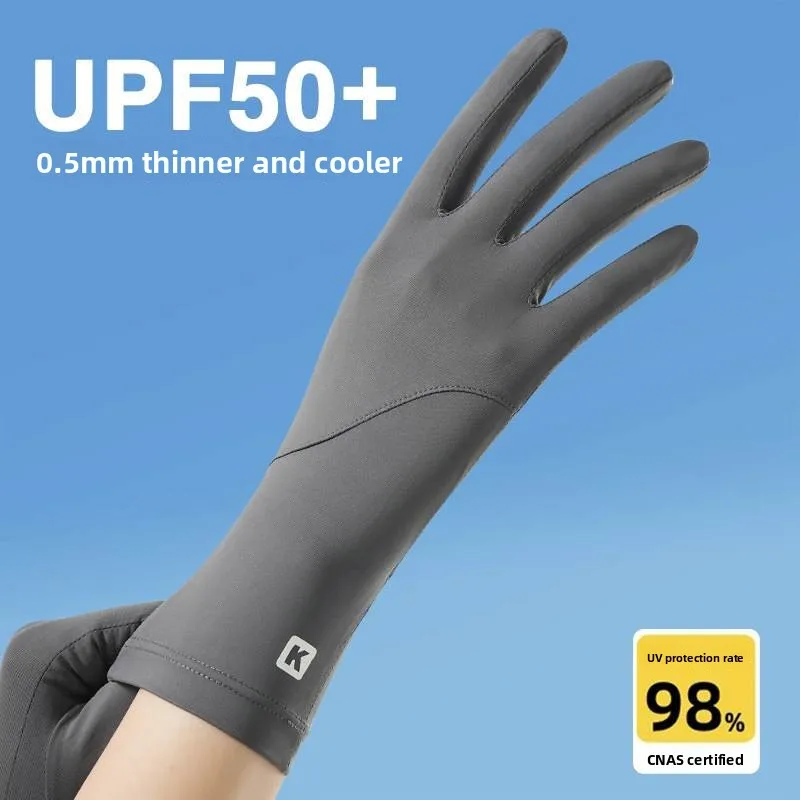 

Ультратонкие солнцезащитные перчатки UPF50 для женщин, из ледяного шелка, для езды на велосипеде и мотоцикле, удлиненные, без пальцев