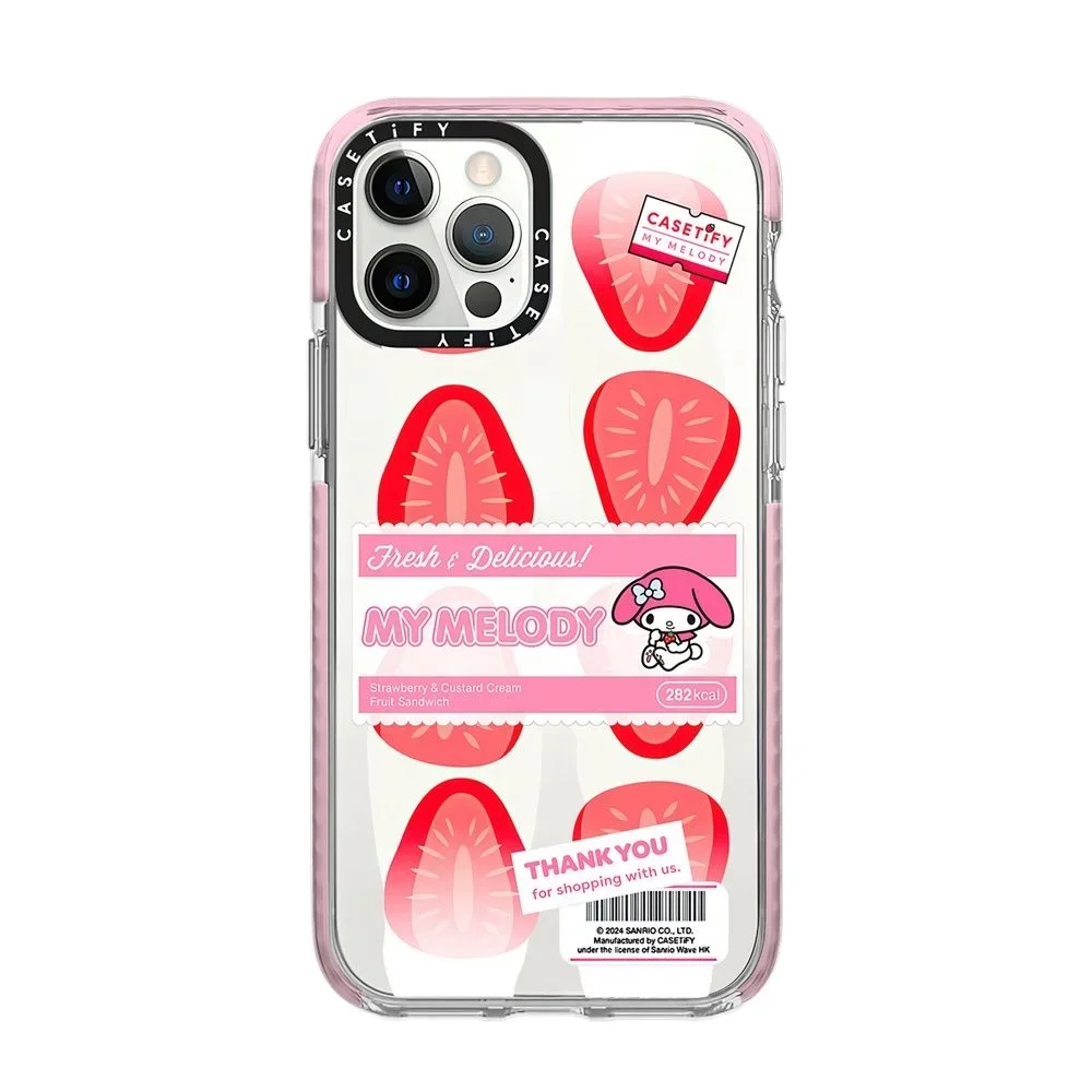 Sanrio Cartoon My Melody Fruit Strawberry Phone Case Cute All-Inclusive Soft Protection Case for iPhone 11 12 13 14 15 ProMax XR