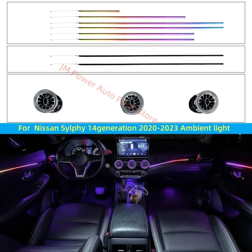 For Nissan SYLPHY 14th Generation Ambient Light car interior lighting upgrade  button &APP control Atmosphere Lamp Luminous vent
