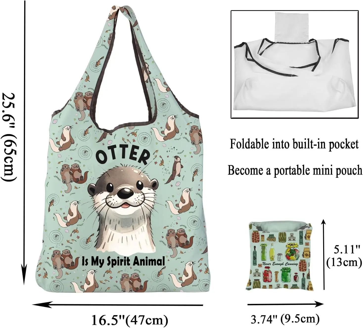 Cute Otter Reusable Tote Bag Gifts Otter Lover Gift Otter Is My Spirit Animal Funny Gift Animal Shopping Bag