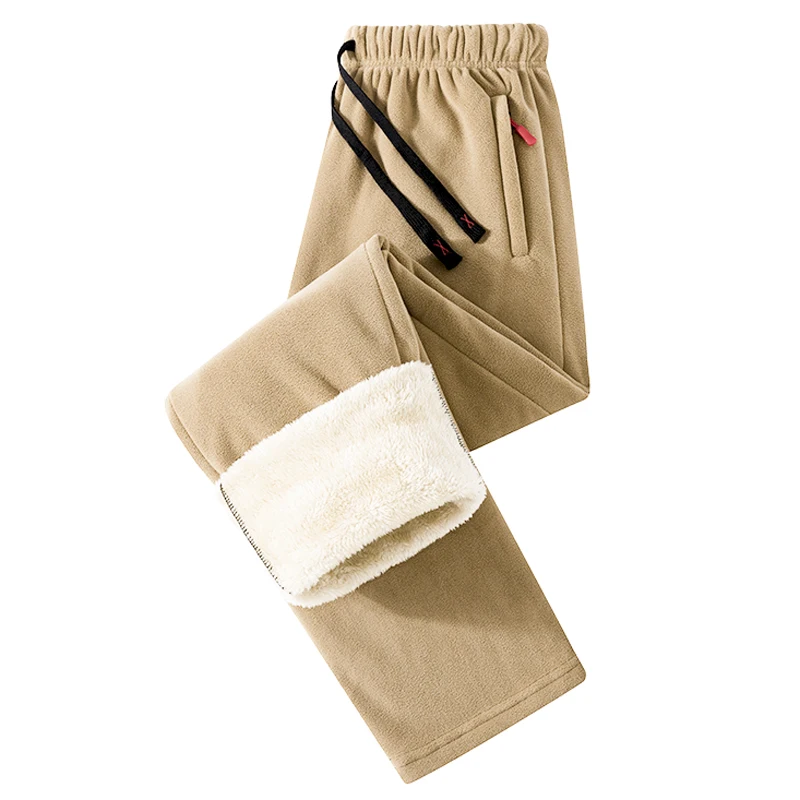 حجم كبير 7XL 8XL القطبية الصوف الرجال بانت الرباط الشتاء Sweatpants الذكور الدافئة الرياضة بنطلون عادية نحى شيربا مكبل بانت #5
