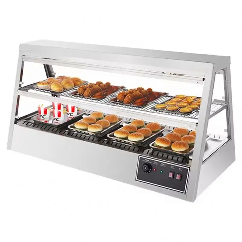 Curved Glass Electric Food Warming Display Showcase High Efficiency Food Warmer/fried chicken warmer quilt display cabinets