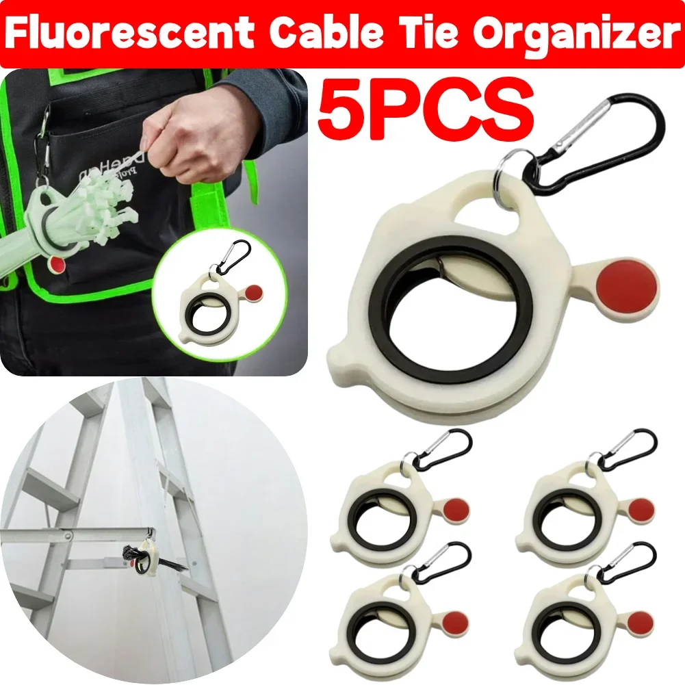 Fluorescent Cable Tie Organizer Reusable Zip Tie Holder Portable Electrical Wire Ties Clip Cable Tie Storage Tool