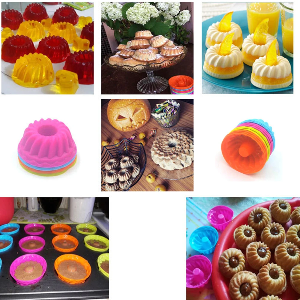 12 Pieces/Set Of Silicone Cake Mold Round Muffin Cup Cake Baking Mold Kitchen Cooking Bakeware Making Diy Cake Decoration Tool