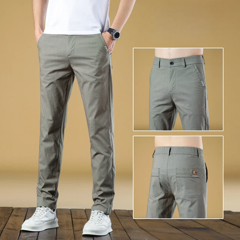 

2024 Summer New Tapered Pants, Men's Thin Business Casual Pants, Youth All-Matching Stretch Trousers, Slim-Fit Figure Flattering