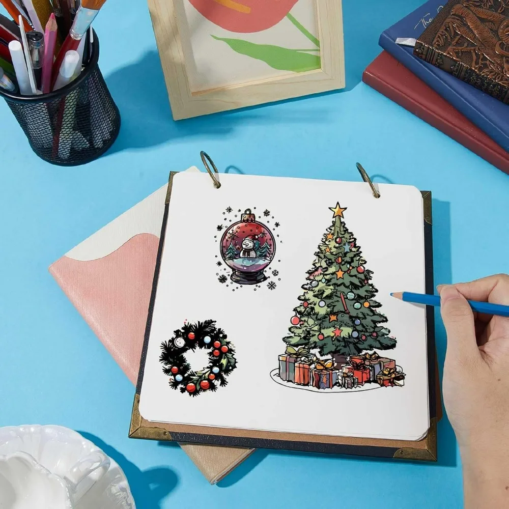 Christmas Clear Rubber Stamp Holly Wreath Ball Pine Reusable Transparent Seal for Xmas DIY Craft Journaling Card Making Supplies - view 4