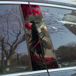 Pegatinas de coche Ninja y Samurai JDM, decoración impermeable para Pilar B, cubierta de arañazos, pegatinas de protección solar para puertas de coche DIY, 1 unidad