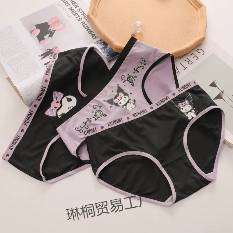 Japanese Sanrio Kuromi Printed Underwear Women Without Scars Sexy Panties Lingerie for Girls Cute Soft Girl Panties Thongs