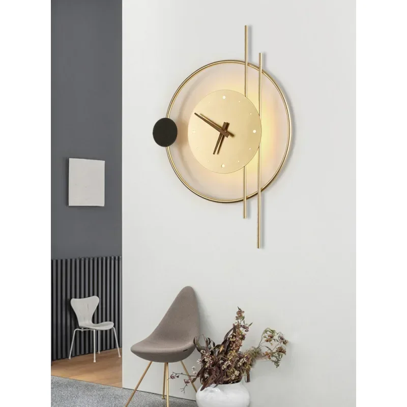 Nordic Creative Light Luxury Design Style Silent Clock Wall Lamp Living Room Bedroom Study Background Wall