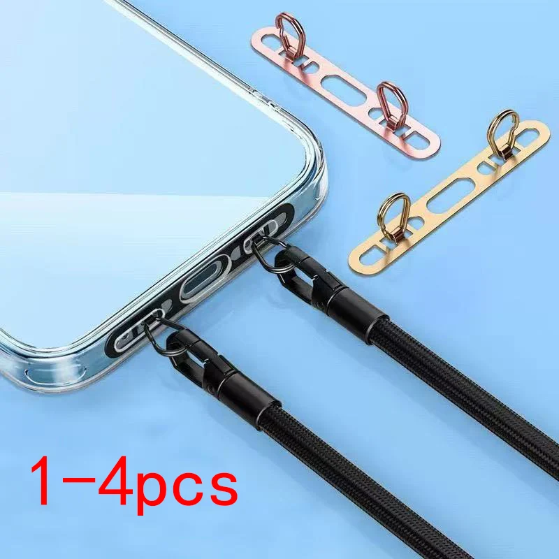 1pcs Stainless Steel Mobile Phone Lanyard Patch Side Hanging Clip Double Buckle Phone Straps Gasket Metal Connect Piece for