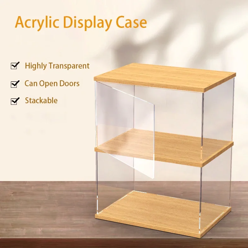 Clear Acrylic Display Case with Open-Door, Dustproof Box for Action Figures and Models,Toy Showcase