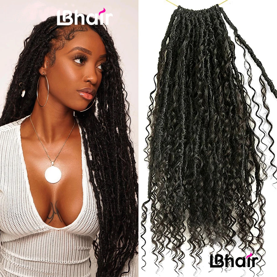 Pre-looped Crochet Boho Locs with Human Hair Curls Goddess Braids Curly Double Drawn Full End Hair Extensions for Black Women