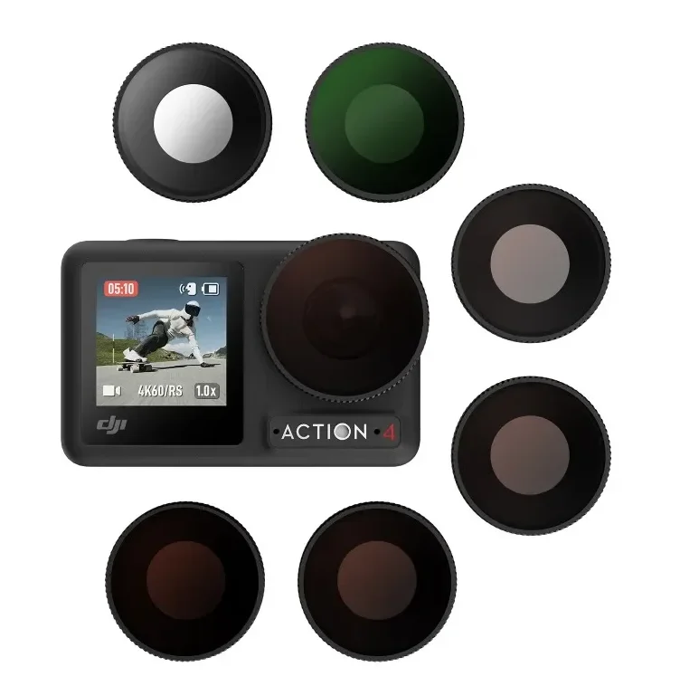 

aMagisn Aluminium Alloy Frame ND Filter Set for DJI Osmo Action 4 Accessories,UV CPL ND64 ND32 ND16 ND8 Neutral Density Filter L