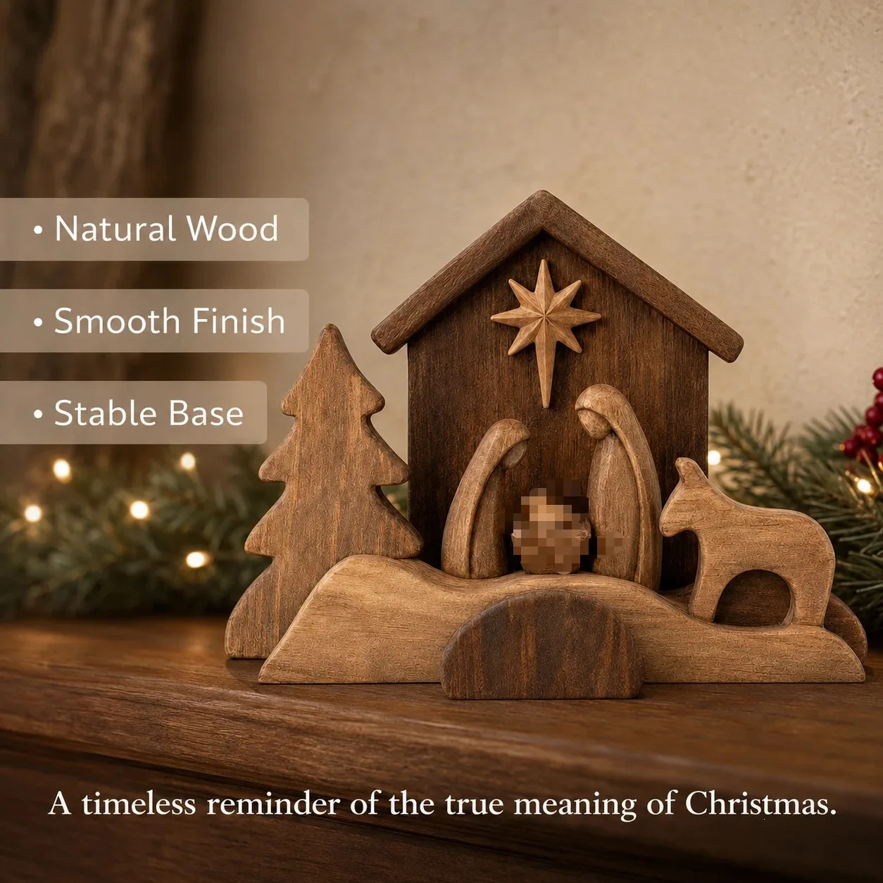 New Fashion Figures Born Christmas Wooden Office Crafts Combination Ornaments Christmas Gift Ornaments