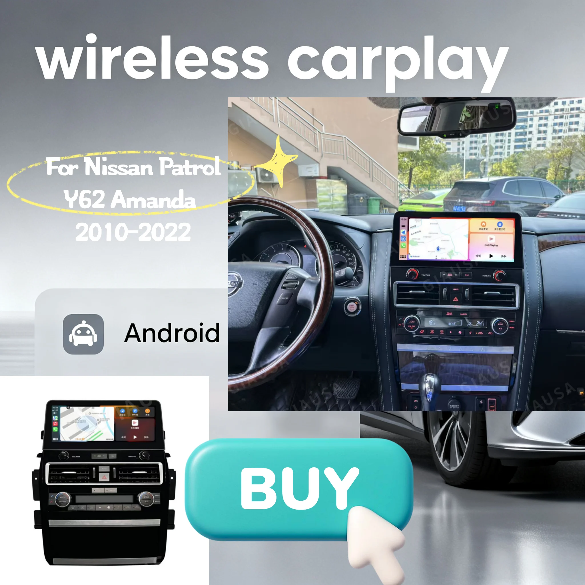 Touch Screen For Nissan Patrol Y62 Amanda Infiniti QX80 QX56 2012-2022 Android13 Car GPS Auto Carplay Multimedia Video Player BT