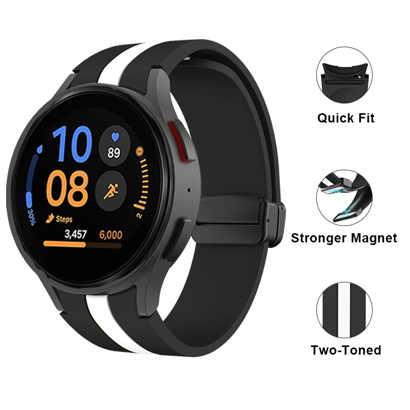 Silicone Strap for Samsung Galaxy Watch FE Panda Colorblocking Waterproof Strap Compatible with Galaxy Watch 7 6 5 4 Universal 