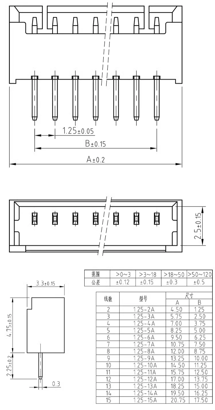 100 Sets Micro JST 1.25mm 1.25 2P 3P 4P 5P 6P 7P 8P 9P 10Pin Female Connector Plug + Male Plug With Wire