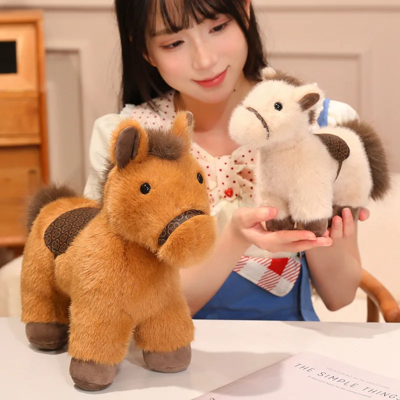 2026 New Cute Standing Pony Doll Plush Toy Simulation Animal Lying Posture Pony Zodiac Horse Plush Doll Children's Birthday Gift