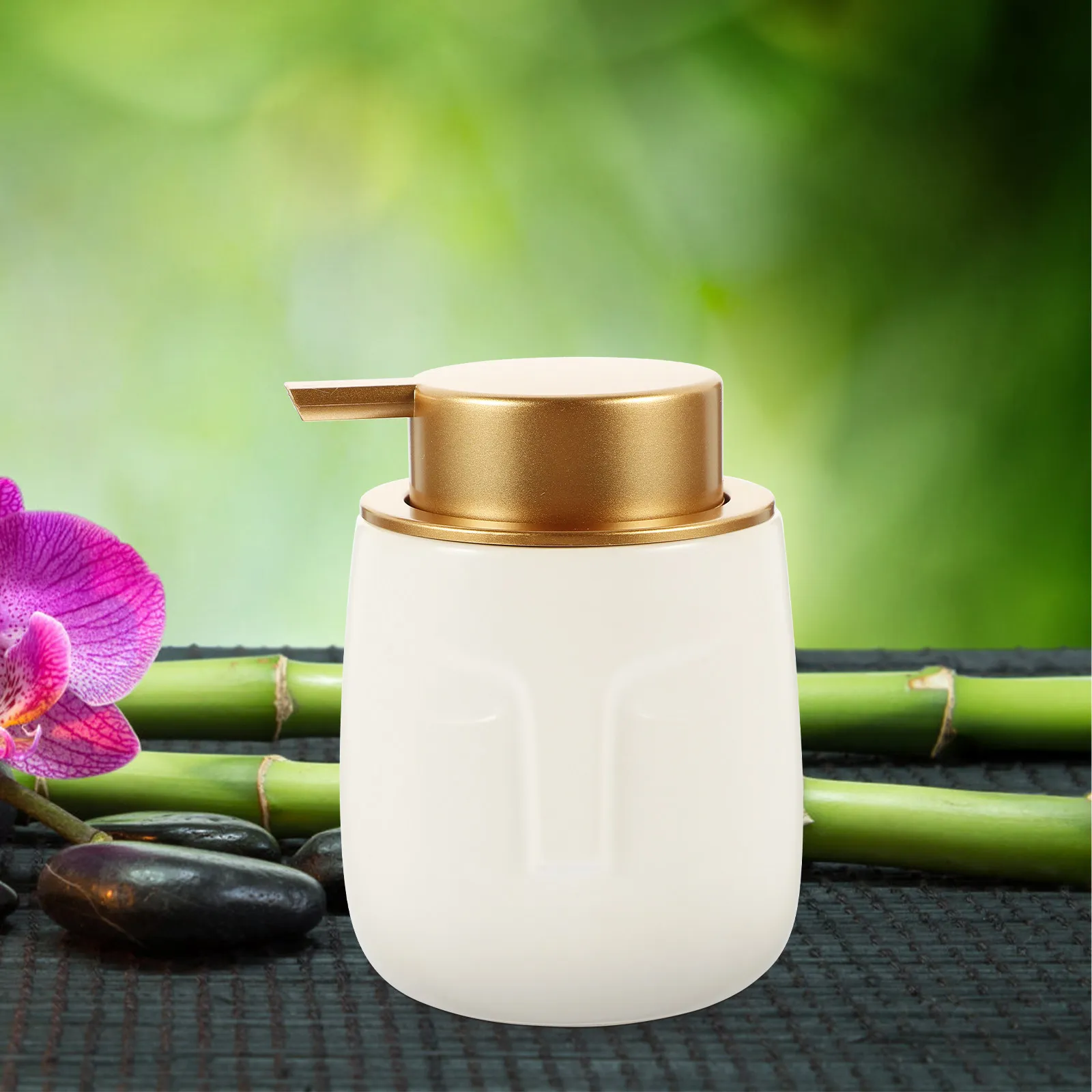 Ceramic Refillable Soap Dispenser with Smooth Press Pump for Shampoo Body Wash Liquid Hand Soap Bathroom Kitchen Travel Use