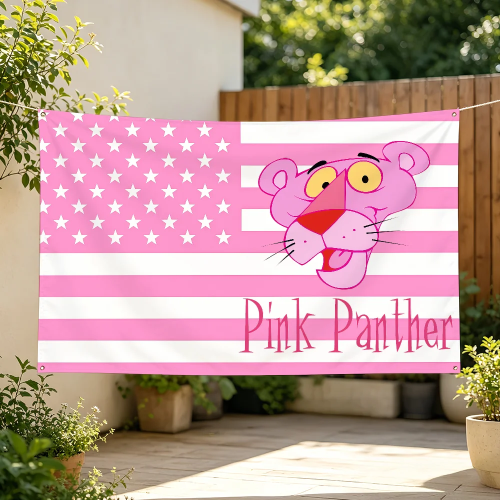 Cartoon Flag For Sports Matches  Games Parade Rally Holiday Festival Backyard Balcony Club P-PINK P-PANTHER Bar Decor