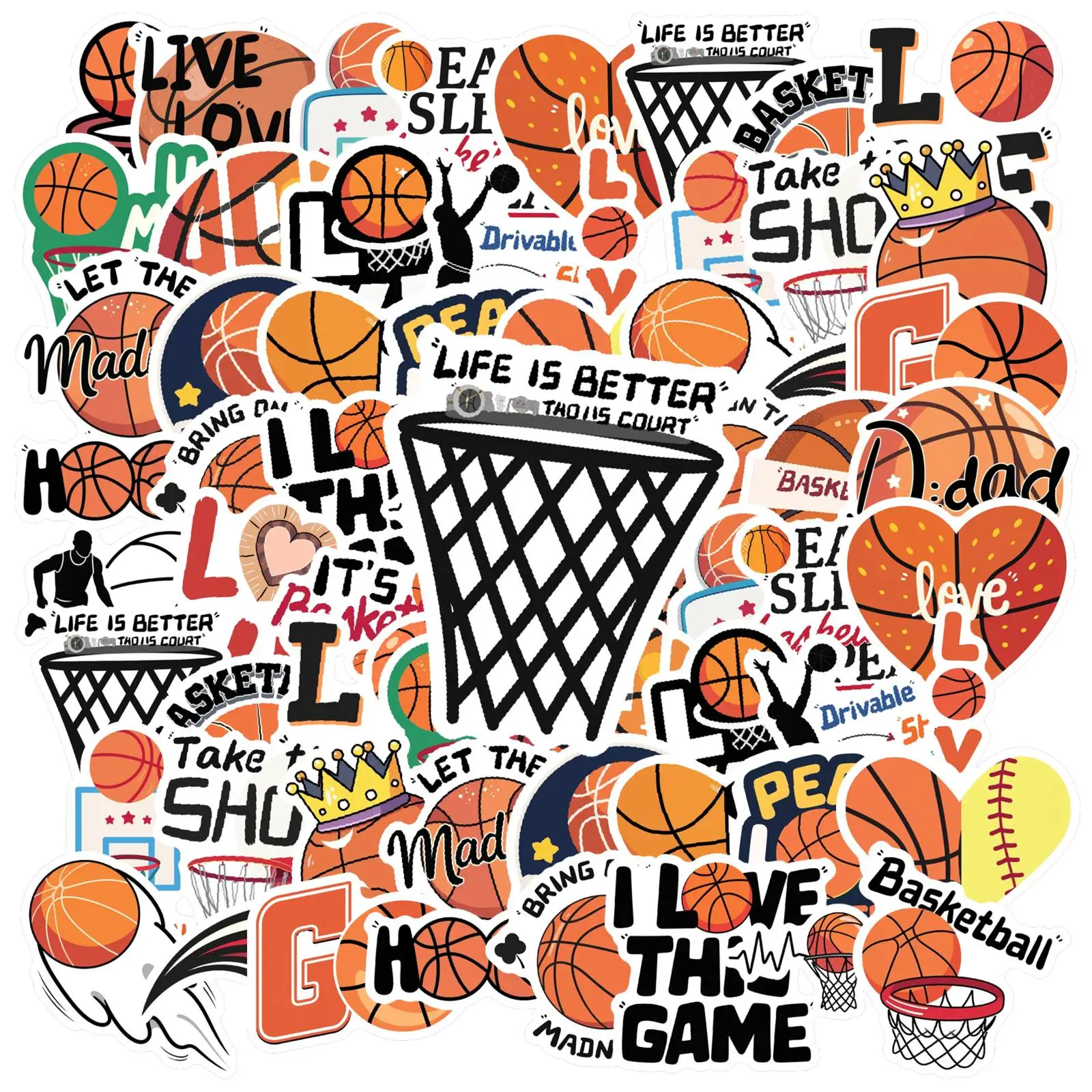 35PCS Basketball Theme Graffiti Stickers Heart Sports Decals for Kids Teens Birthday Gift School Stationary Decor Autocollant