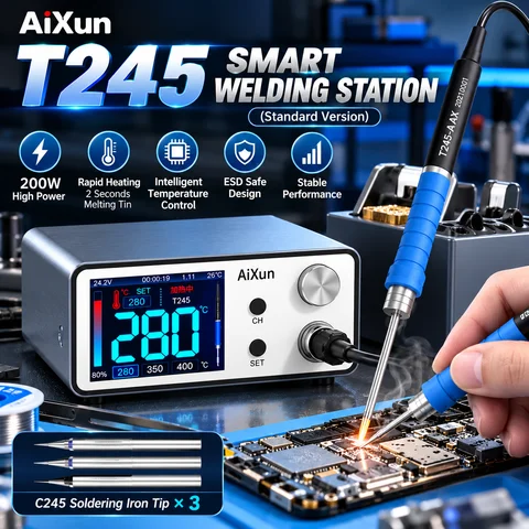 Aixun 200W T3A Intelligent Soldering Station with Electric Soldering Iron T12 T245 936 Handle Welding Tips for SMD BGA Repair
