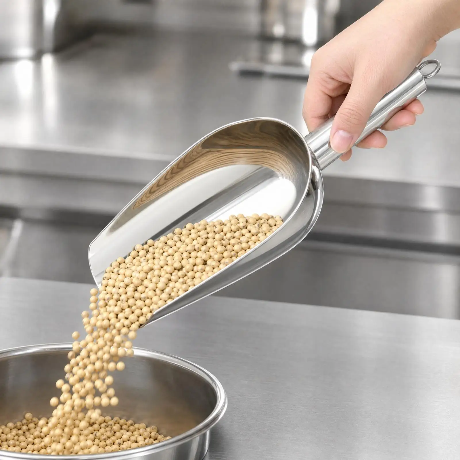 Versatile Metal Bulk Ingredient Spoon with Tubular Handle for Pantry Kitchen Tavern Quick Portioning