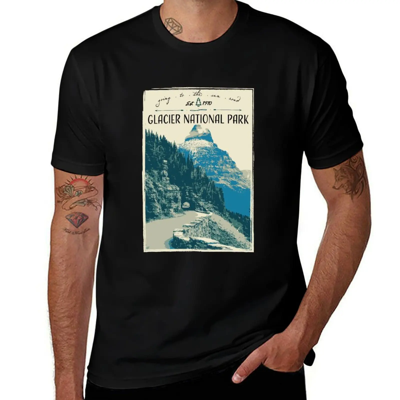 Glacier National Park - Going to the Sun Road T-Shirt Casual Minimalist Short Sleeve Top T-Shirt
