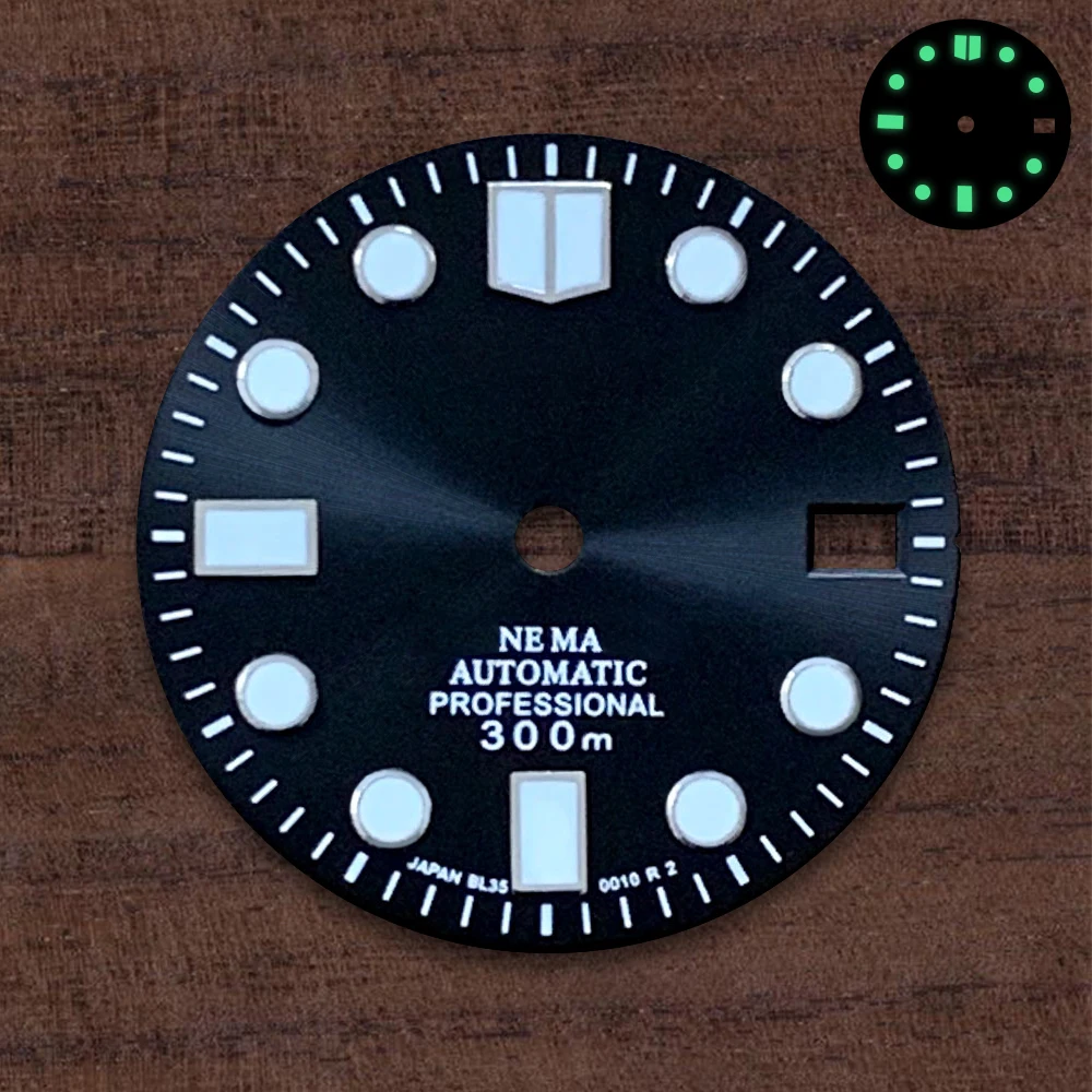 NH35/NH36/4R/7S Dial S Logo For Automatic Movement Green Luminous Watch Modification Accessories
