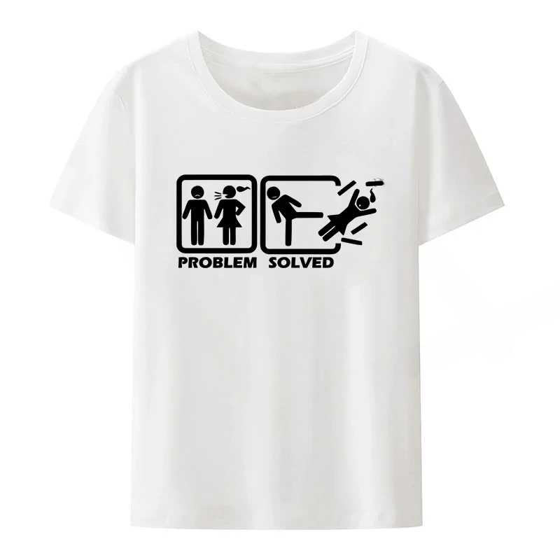 Fisherman Father Dad Birthday Gifts T Shirt Summer Casual Graphic T Shirts Wife Problem Solved Funny Fishing Lover Gift T-shirt