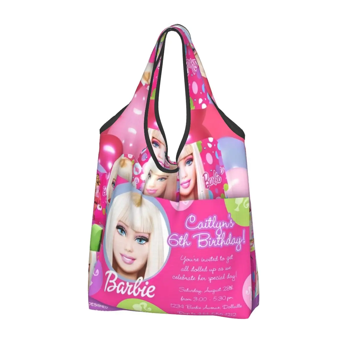 Riciclaggio personalizzato Disney American Toy Fashion Barbie Doll Cartoon Shopping Bag Women Tote Bag Portable Anime Grocery Shopper Bags