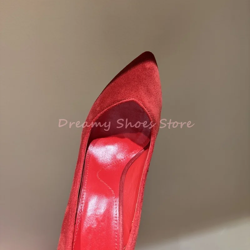 Metal Decor Sword Shaped Pointed Stiletto Pumps Women Red Patent Leather Shallow High Heels Fashion Luxury Party Banquet Shoes