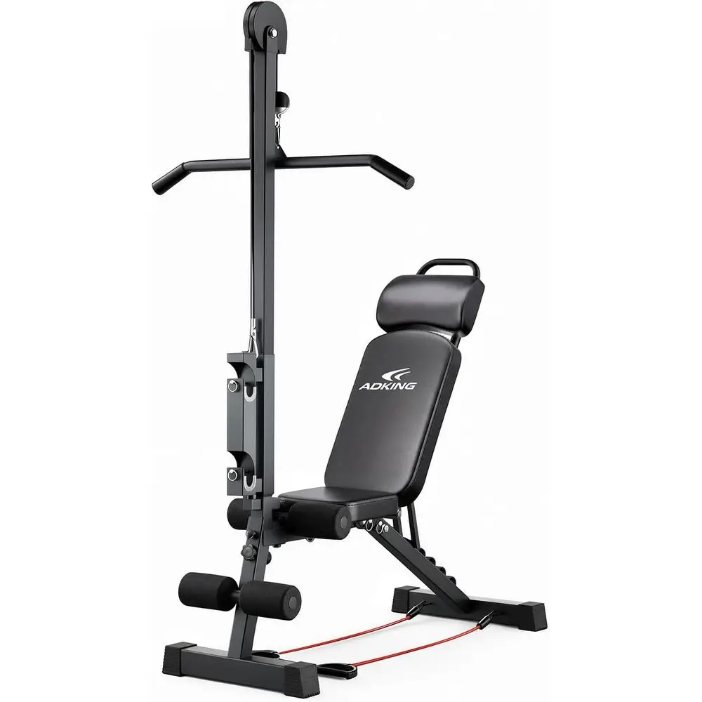 

12-in-1 Home Gym LAT Pull Down & High Pulley System - Full Body Training Machine for Back, Chest, Arms & Tricep Workouts