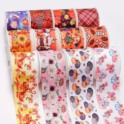 5 Yards Christmas Printed Grosgrain Satin Ribbons For Bows DIY Craft Decoration Packaging Supplies. 72268