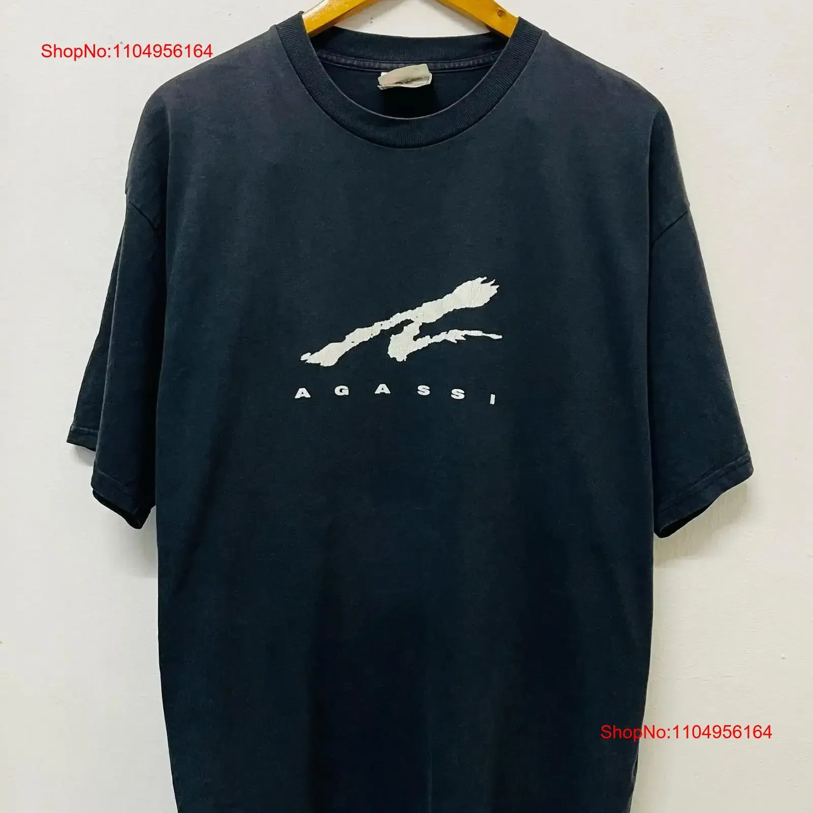 Vintage Y2K ropa deportiva empresa camiseta Andre Agassi tenis Pro jugador ropa de calle negro L vintage lavado suave