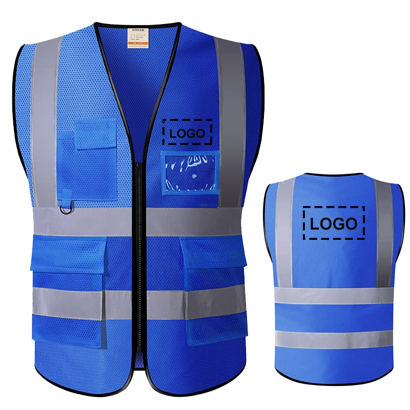 Reflective Safety Vest Logo or Text Custom High Visibility Night Work Security Sleeveless Yellow Vest Construction Workwear