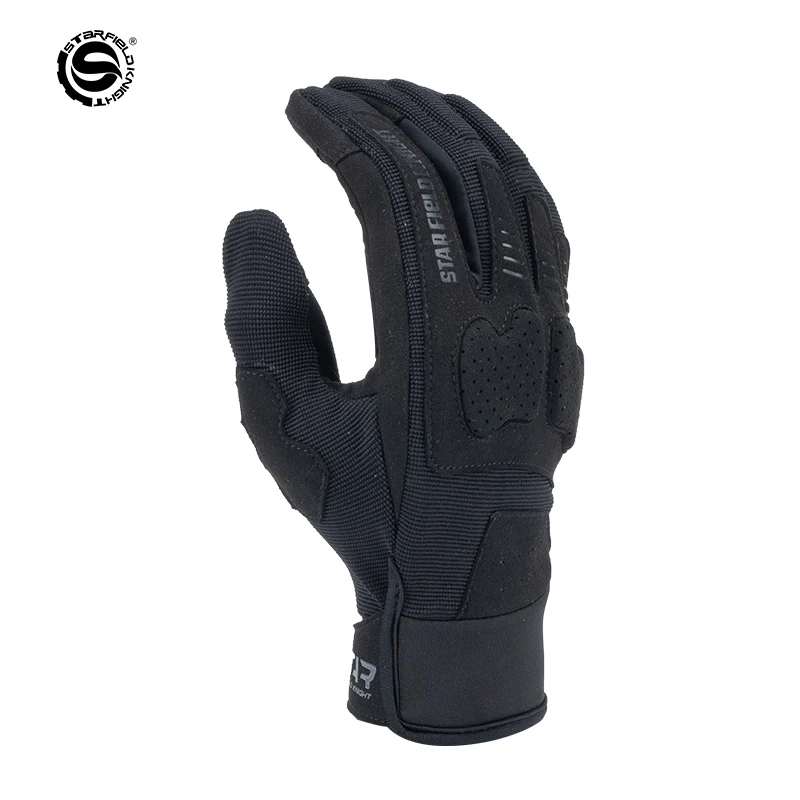 SFK Black Motorcycle Gloves Leather Guantes Summer Mesh Breathable Non-slip Knuckle Protection Touch Screen Riding Equipment