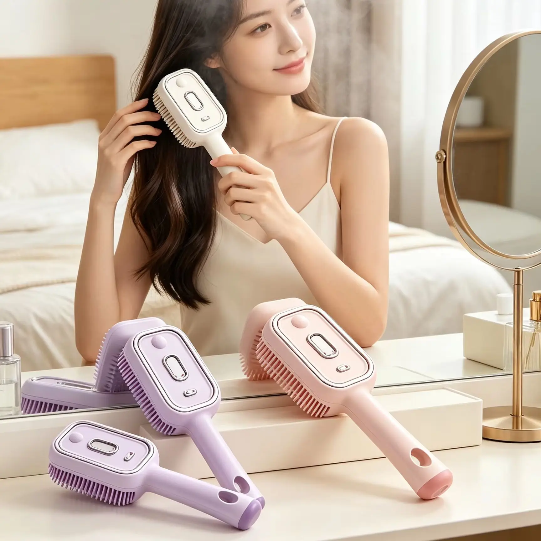 Xorita Electric Spray Air Cushion Massage Comb Anti Frizz Portable Steam Anti-Static Electric Hair Straightener Brush with Spray