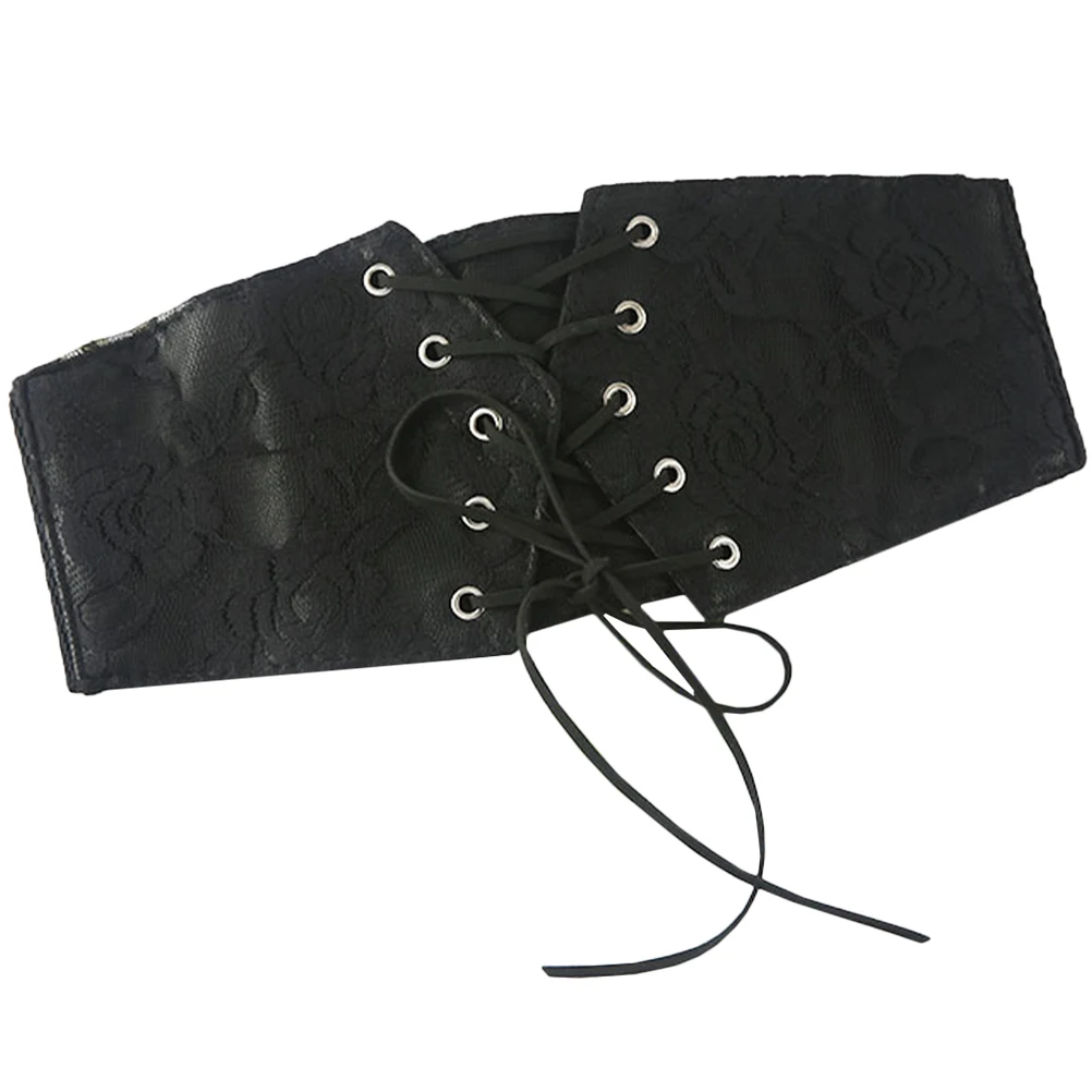 

Elastic Waist Belt Women Corset Wide PU Adjustable Lace Up Waspie Belt for Dresses Coats Daily Use Party Banquet