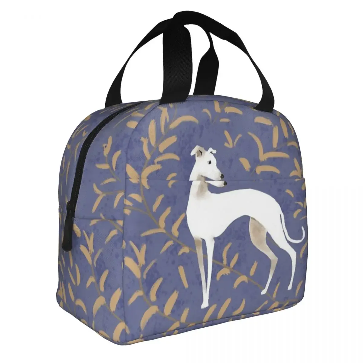 Whippet Brown Leaves Insulated Lunch Bags Cooler Bag Reusable Greyhound Sighthound Dog Large Tote Lunch Box School Travel