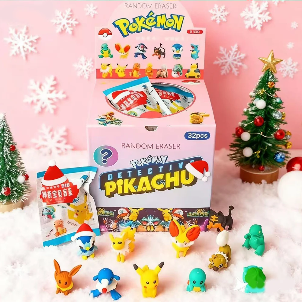 أنيمي بوكيمون غرزة صندوق أعمى ممحاة Kawaii بيكاتشو عمل نموذج لجسم دمية طالب القرطاسية لعبة هدايا عيد الميلاد للأطفال #6