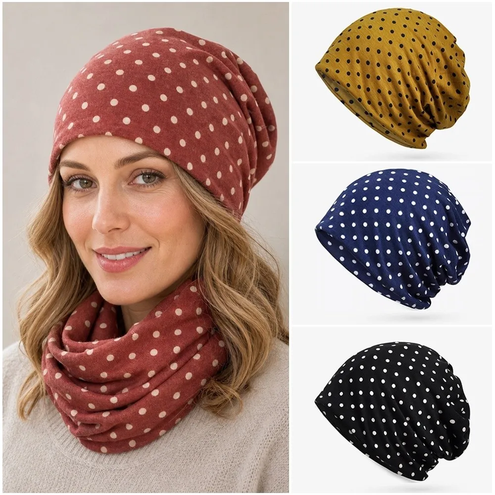 Retro Women's Beanie Hat Korean Style Hoodie Headband Neck Slouchy Beanies Skullies Hat Dual Purpose Versatile No Brim Cap