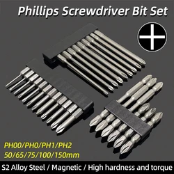 Phillips Screwdriver Bits Cross Head Magnetic Screwdrivers PH00 PH1 PH2 S2 Alloy Steel Hex Shank Hand Tools 50/75/100/150mm