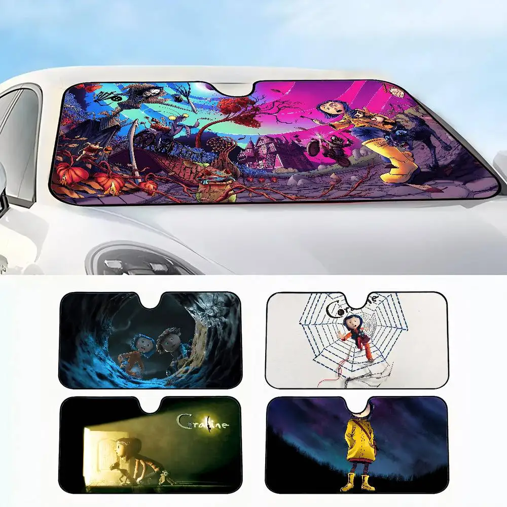 

Мультяшный солнцезащитный козырек на лобовое стекло C-Coraline, индивидуальная алюминиевая фольга, чехол на лобовое стекло автомобиля, солнцезащитная занавеска